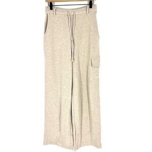 Donni Sweater Pants Size Small Women Oatmeal Cargo Wide Leg Pull On Quiet Luxury